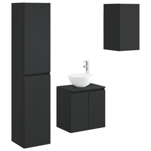 vidaXL Bathroom Furniture Set 3 pcs Black 33 x 34.5 x 160 cm