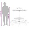 vidaXL Picnic Table for 6 Kids with Umbrella Hexagon Solid Wood Fir