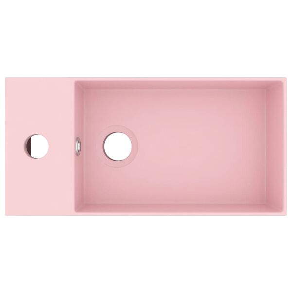 vidaXL Bathroom Sink with Overflow Ceramic Matt Pink