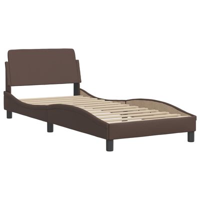 vidaXL Bed Frame with LED Lights Brown 80x200 cm Faux Leather