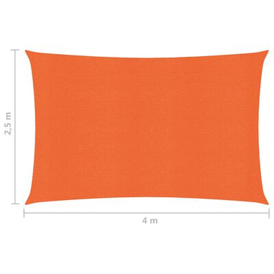 vidaXL Sunshade Sail 160 g/m² Orange 2.5x4 m HDPE