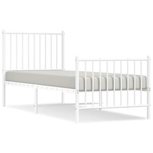 vidaXL Metal Bed Frame without Mattress with Footboard White 80x200cm