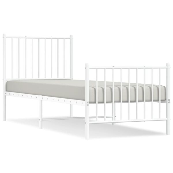 vidaXL Metal Bed Frame without Mattress with Footboard White 80x200cm