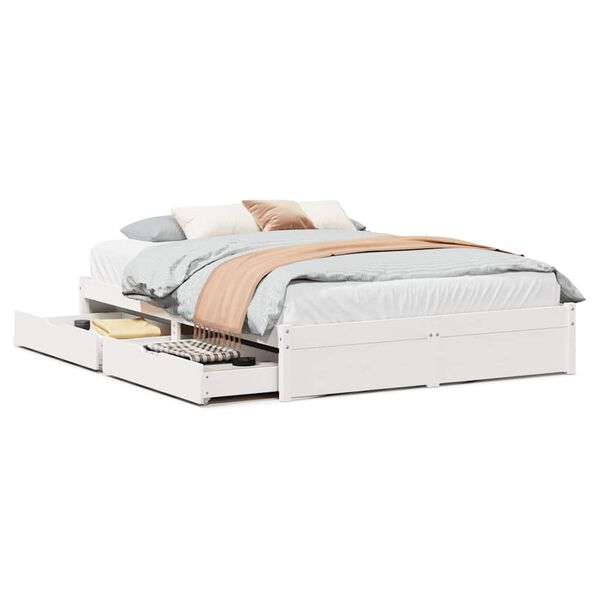 vidaXL Bed Frame without Mattress White 135x190 cm Double Solid Wood Pine