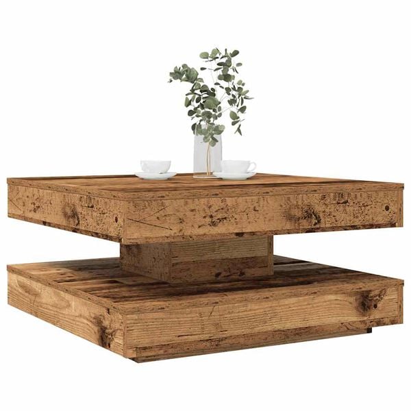 vidaXL Coffee Table 360-Degree Rotatable Old Wood 70x70x34.5 cm