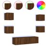 vidaXL 6 Piece TV Wall Units with LED Brown Oak Engineered Wood