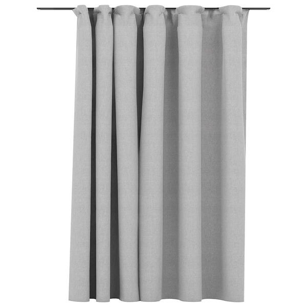 vidaXL Linen-Look Blackout Curtain with Hooks Grey 290x245 cm