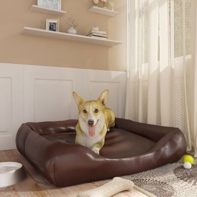 vidaXL Dog Bed Brown 80x68x23 cm Faux Leather