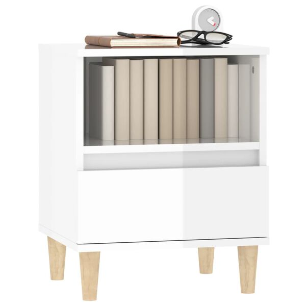 vidaXL Bedside Cabinet High Gloss White 40x35x50 cm