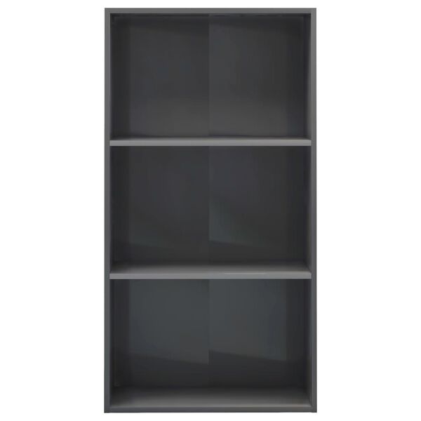 vidaXL 3-Tier Book Cabinet High Gloss Grey 60x30x114 cm Engineered Wood