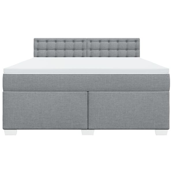 vidaXL Box Spring Bed with Mattress Light Grey 180x200 cm Fabric