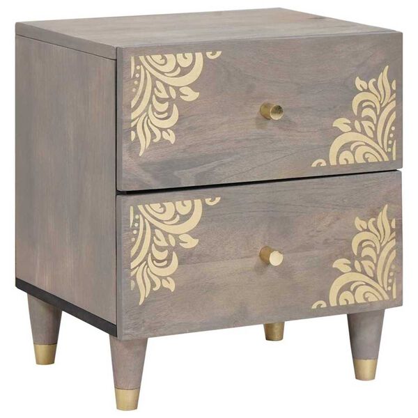 vidaXL Bedside Cabinet 2 pcs Grey 40 x 33 x 46 cm Solid Mango Wood