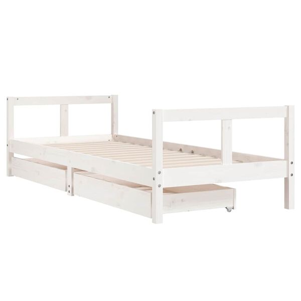 vidaXL Kids Bed Frame with Drawers White 80x200 cm Solid Wood Pine