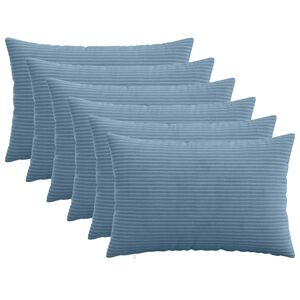 vidaXL Cushion Cover 6 pcs HEERLEN Blue 30 x 50 cm Corduroy