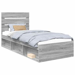 vidaXL Bed Frame Grey Sonoma 90 x 190 cm Solid Pine Wood
