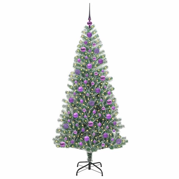 vidaXL Artificial Christmas Tree Snow Flocked with LED Light 180 cm