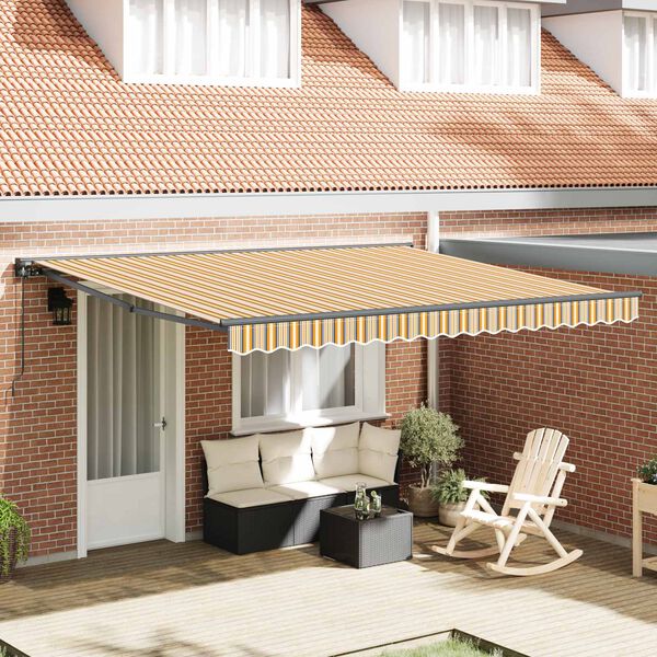 vidaXL Retractable Awning Manual Yellow and Grey 400 x 300 cm