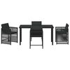 vidaXL Garden Dining Set 5 pcs Black Poly Rattan