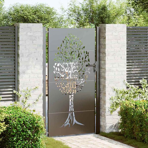 vidaXL Garden Gate with Lock Black 110 x 180 cm Powder-coated steel