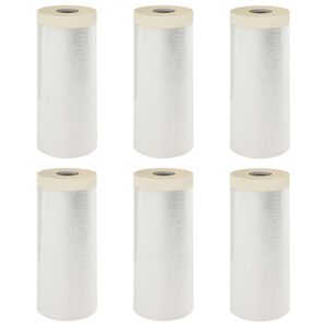 vidaXL Dust Sheet with Adhesive Tape 6 pcs Transparent 110 x 3300 cm