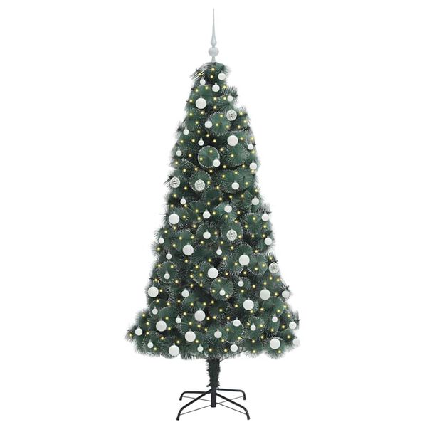 vidaXL Artificial Pre-lit Christmas Tree with Ball Set Green 180 cm