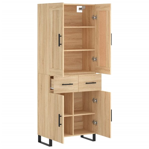 vidaXL Highboard Sonoma Oak 69.5x34x180 cm Engineered Wood