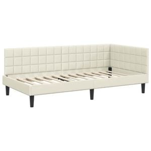 vidaXL Corner Bed Frame with Headboard Cream 90 x 200 cm Velvet