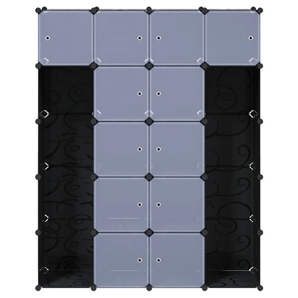 vidaXL Modular Cabinet 14 Compartments Black and White 37x146x180.5 cm