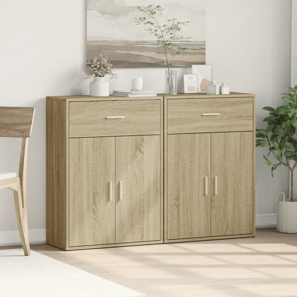 vidaXL Sideboards 2 pcs Sonoma Oak 60x30x84 cm Engineered Wood
