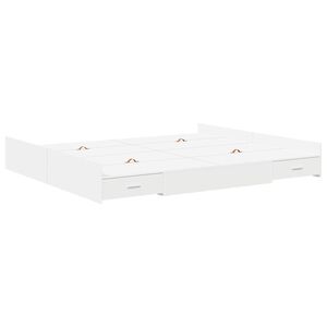 vidaXL Storage Bed Frame White 200 x 200 cm Engineered Wood