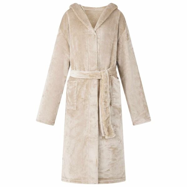 vidaXL Bathrobe Hoodie Beige S Flannel