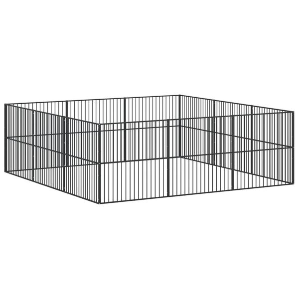 vidaXL Dog Playpen 12 Panels Black Galvanised Steel