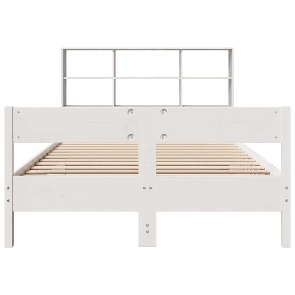 vidaXL Bookcase Bed without Mattress White 120x190 cm Small Double Solid Wood Pine