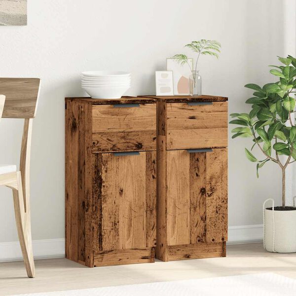 vidaXL Sideboards 2 pcs Old Wood 30x30x70 cm Engineered Wood