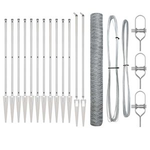 vidaXL Hexagonal Fence with Post 25 x 1.4 m Galvanised Steel Silver