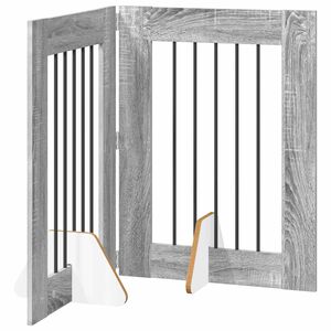vidaXL Foldable Dog Gate with Stands 2 pcs Grey Sonoma 120.5 cm