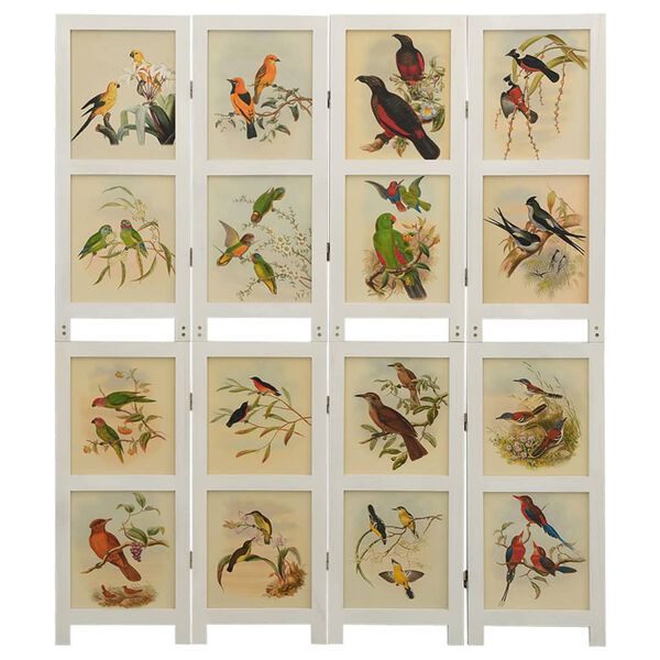 vidaXL 4-Panel Room Divider White 140x165 cm Solid Wood Paulownia