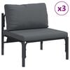 vidaXL Garden Sofa Set with Cushion 7 pcs Black Steel