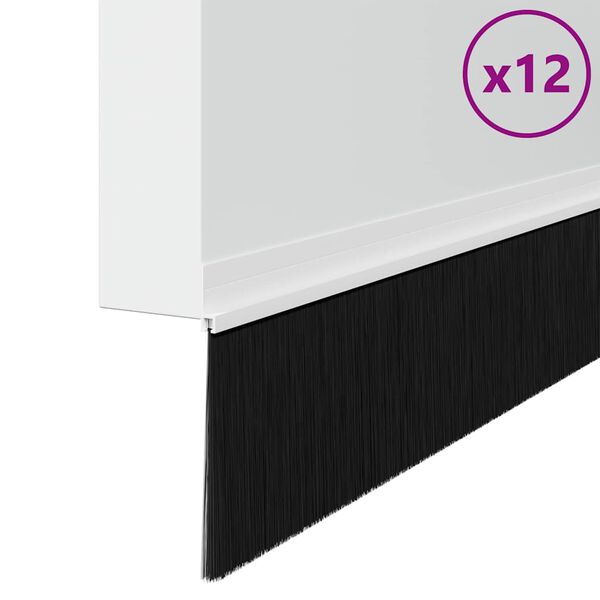 vidaXL Self-adhesive Door Brush Seals 6 pcs Black 100 cm