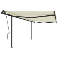 vidaXL Manual Retractable Awning with Posts 4x3 m Cream