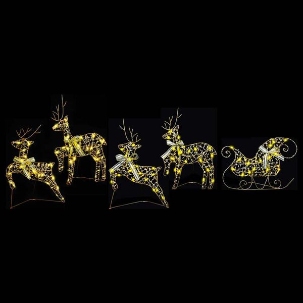 vidaXL LED Reindeers with 40 LEDs 5 pcs Gold PET