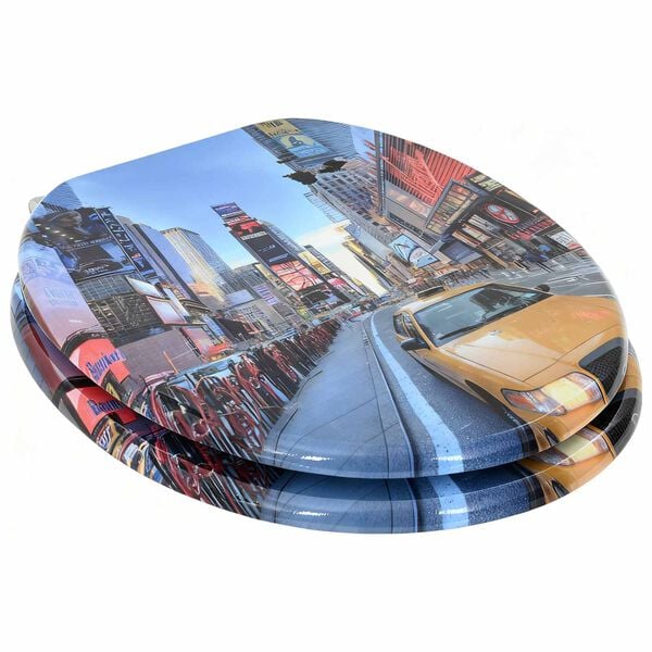 vidaXL Toilet Seat 2 pcs Multicolour 43.8 x 37.8 cm MDF board