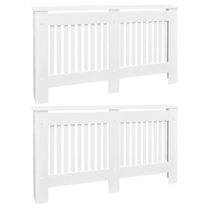 vidaXL Radiator Covers 2 pcs White 152 cm Engineered Wood
