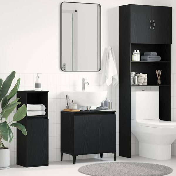 vidaXL Bathroom Sink Cabinet Black Oak 58 x 33 x 60 cm Engineered Wood