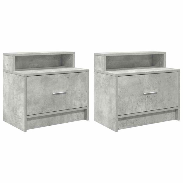 vidaXL Bedside Cabinets with Drawer 2 pcs Concrete Grey 51x31x47 cm