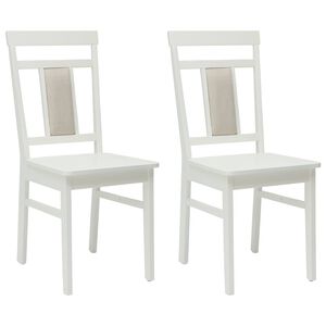 vidaXL Dining Chair 2 pcs White Solid Wood
