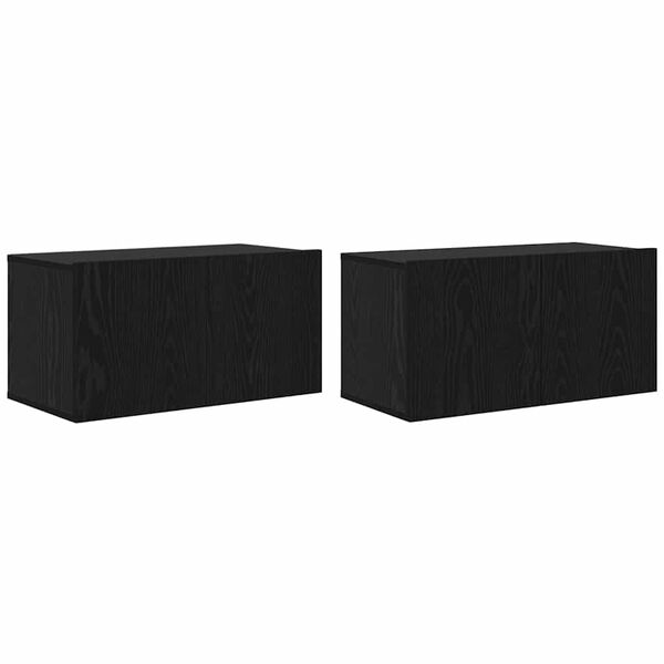 vidaXL TV Cabinet Set 2 pcs Black 60 x 30 x 30 cm Engineered Wood