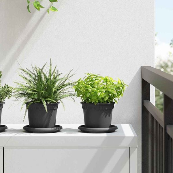 vidaXL Round Flower Pot 6 pcs Black &Oslash; 12.5 x 10 cm Plastic
