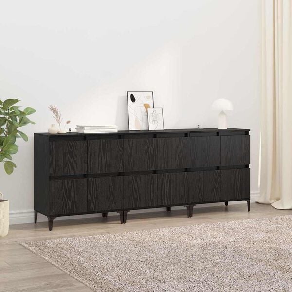 vidaXL Sideboards 3 pcs Black Oak 60 x 35 x 70 cm Engineered Wood