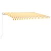 vidaXL Manual Retractable Awning with LED 450x350 cm Yellow and White